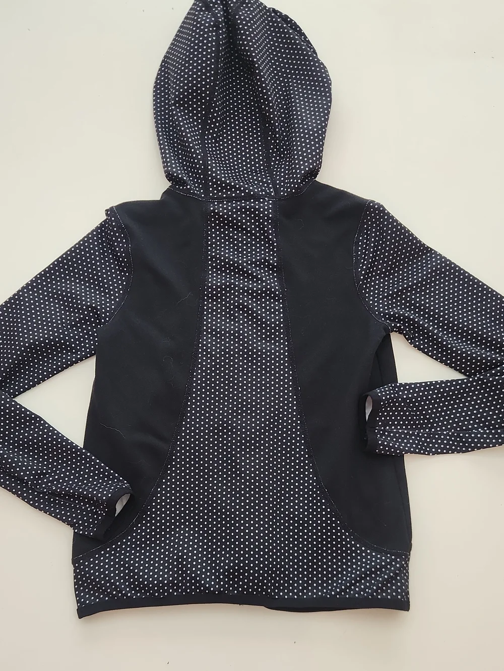 Z By Zella Black White Polka Dot Hooded Athletic Jacket Medium 8 10